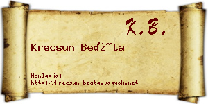 Krecsun Beáta névjegykártya
